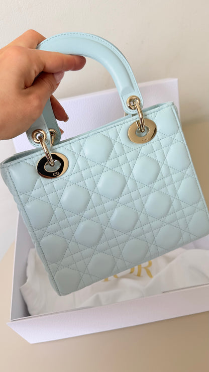 Lady dior small baby blue new