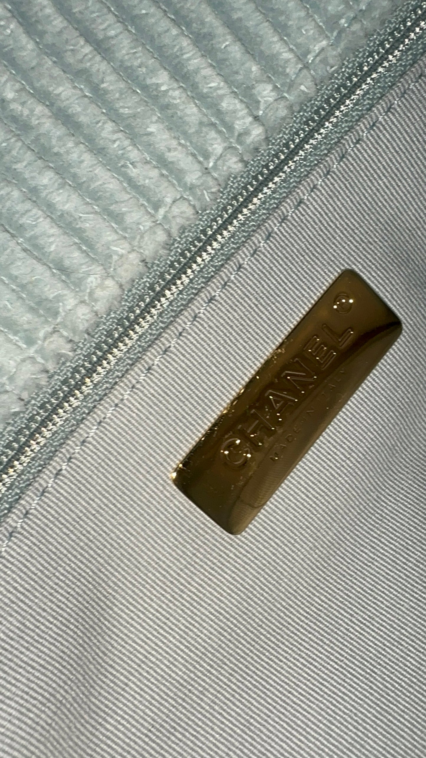 Chanel large Chanel 19 in baby blue