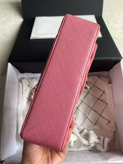 Pink Chanel small caviar double flapbag