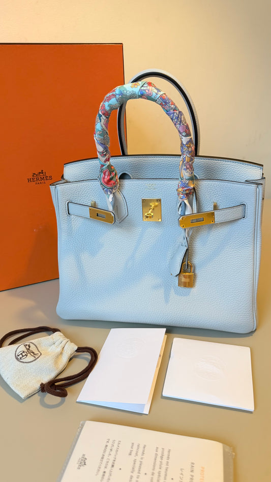 Hermes Birkin 30 blue pâle B stamp full set