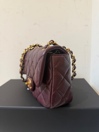 Chanel 24B caviar mini bag in burgundy
