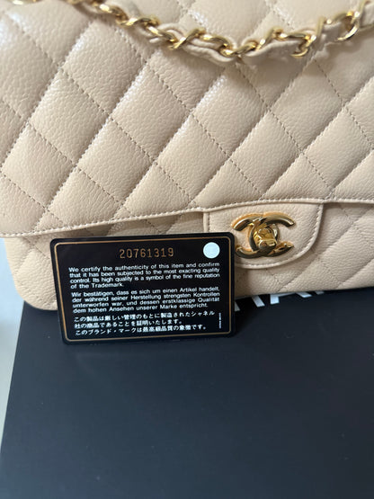Chanel medium beige caviar flapbag 20 series