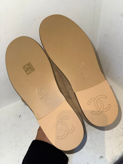 Chanel beige merino wool Mary Jane ballerina size 36