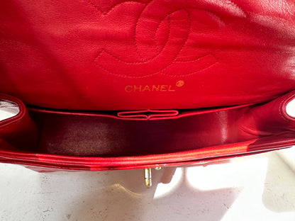 Chanel small flap bag red
