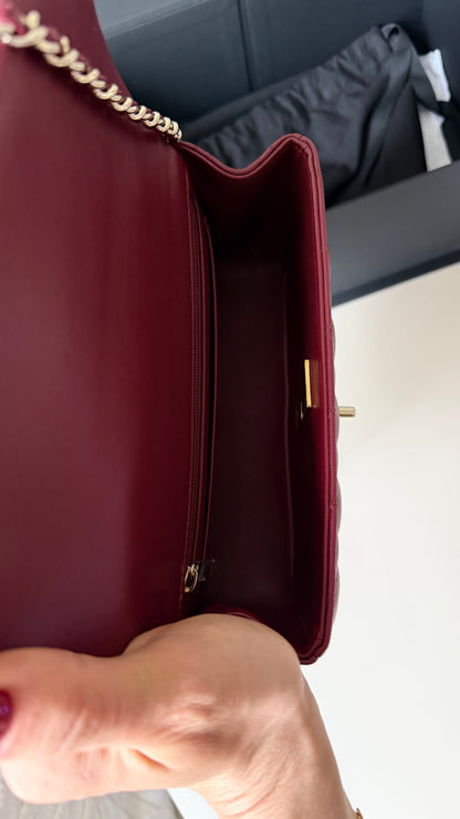 Chanel mini top handle burgundy