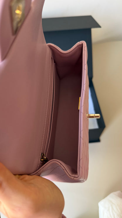 Chanel pink mini top handle with chip