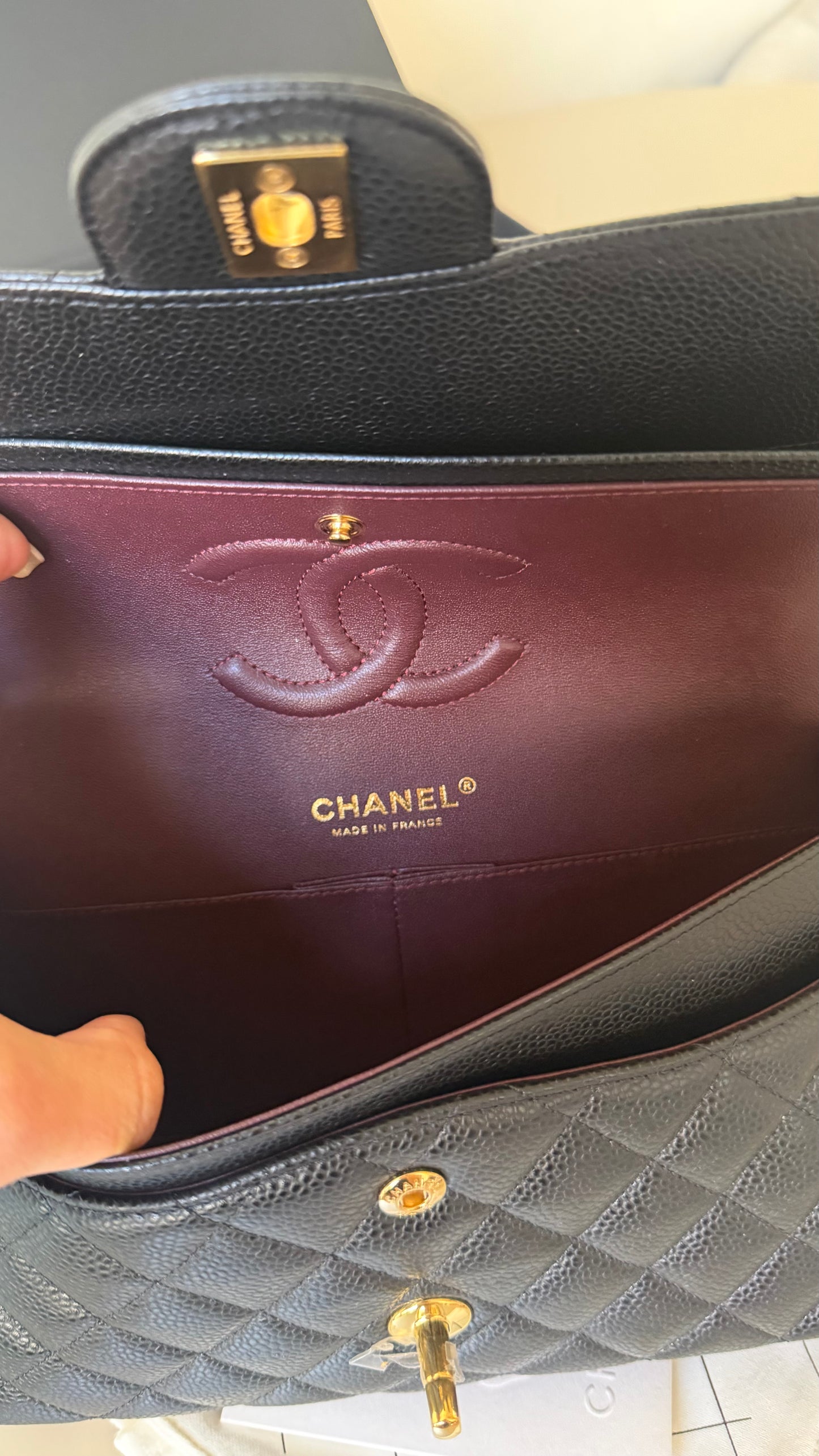 Chanel medium caviar classic double flapbag 2024 full set