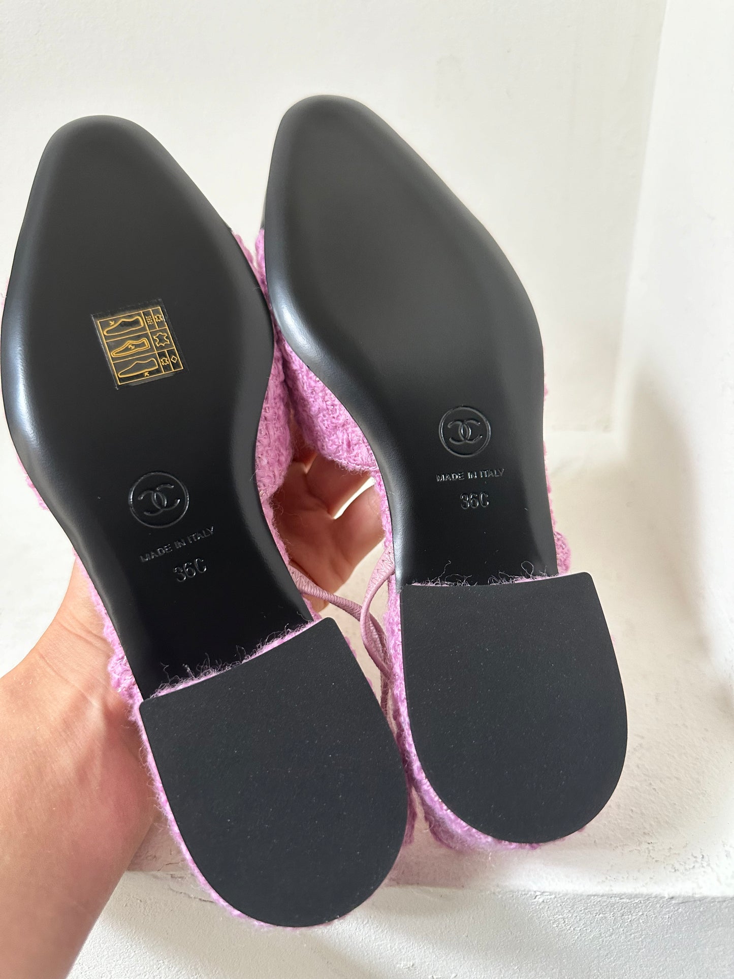 Chanel tweed slingbacks pink 36