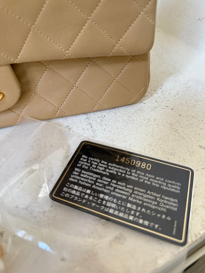 Chanel medium beige flap bag 1 series