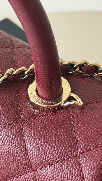 Chanel small Coco top handle burgundy caviar with chip