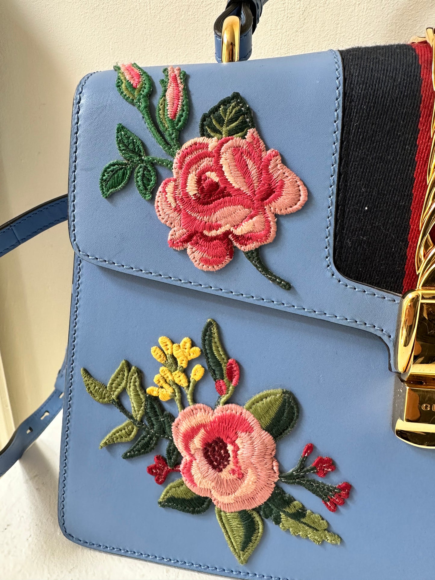 Gucci blue sylvie bag medium size