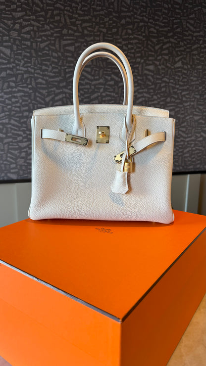 Hermes birkin 30 Craie Togo leather gold hardware