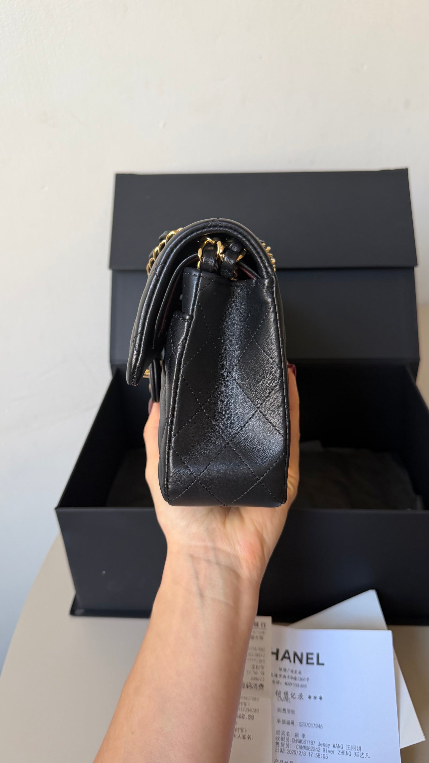 Chanel small lambskin black double flapbag 2025