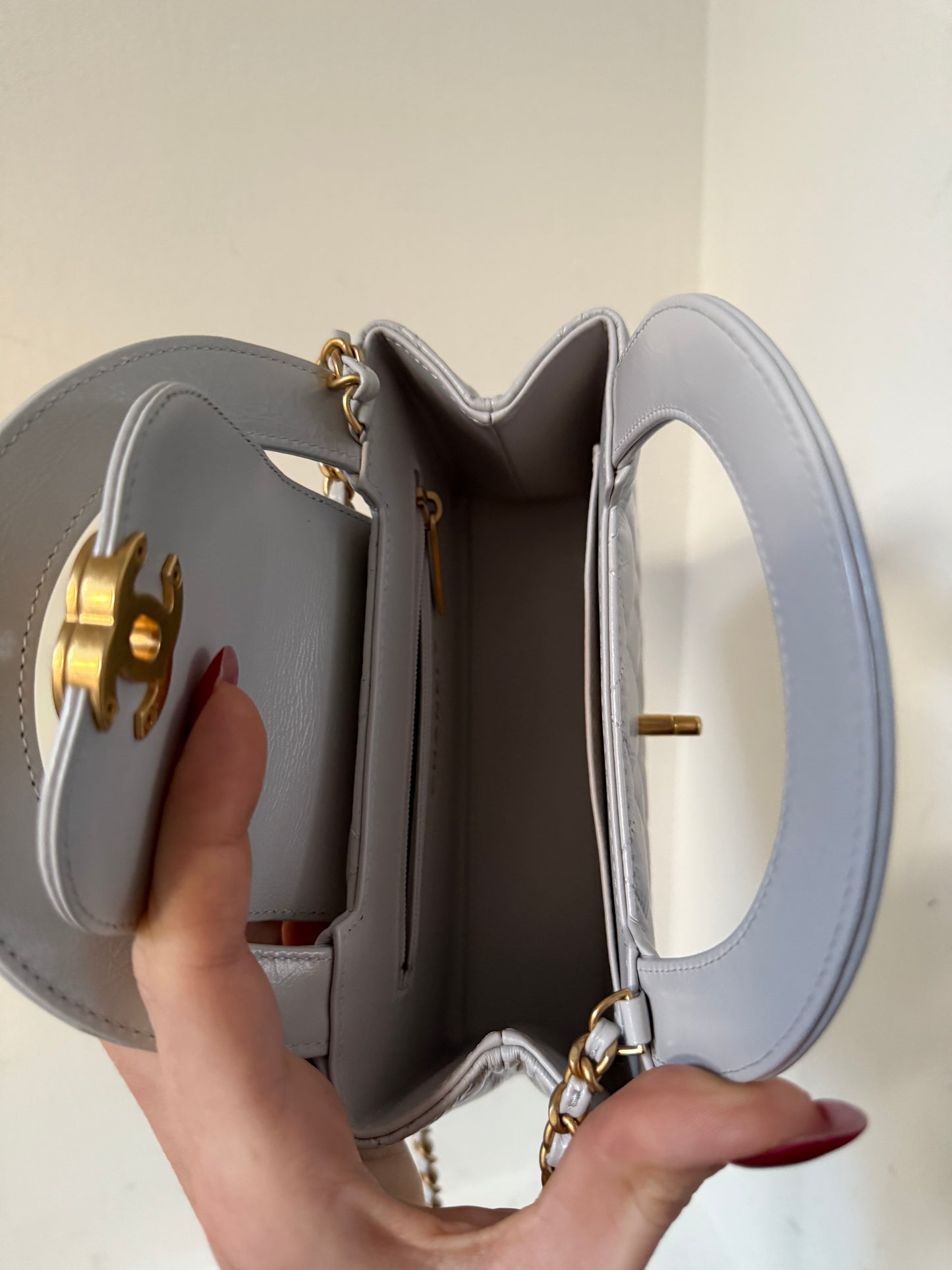 Chanel nano Kelly light Grey/ecru