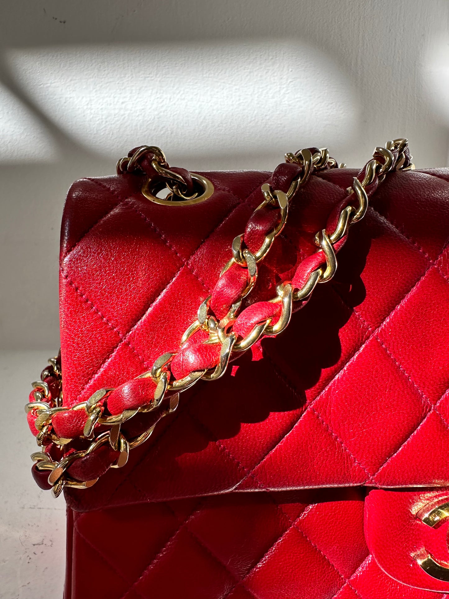 Chanel small flap bag red