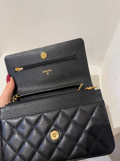 Chanel wallet on chain black caviar new
