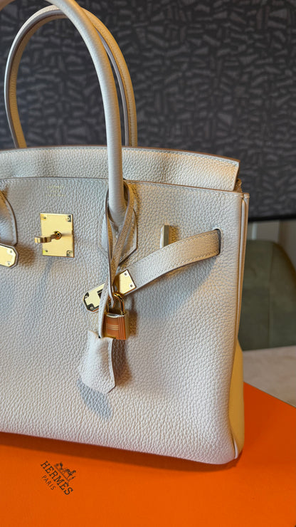 Hermes birkin 30 Craie Togo leather gold hardware