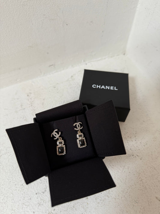 Chanel earrings CC perfume bottle