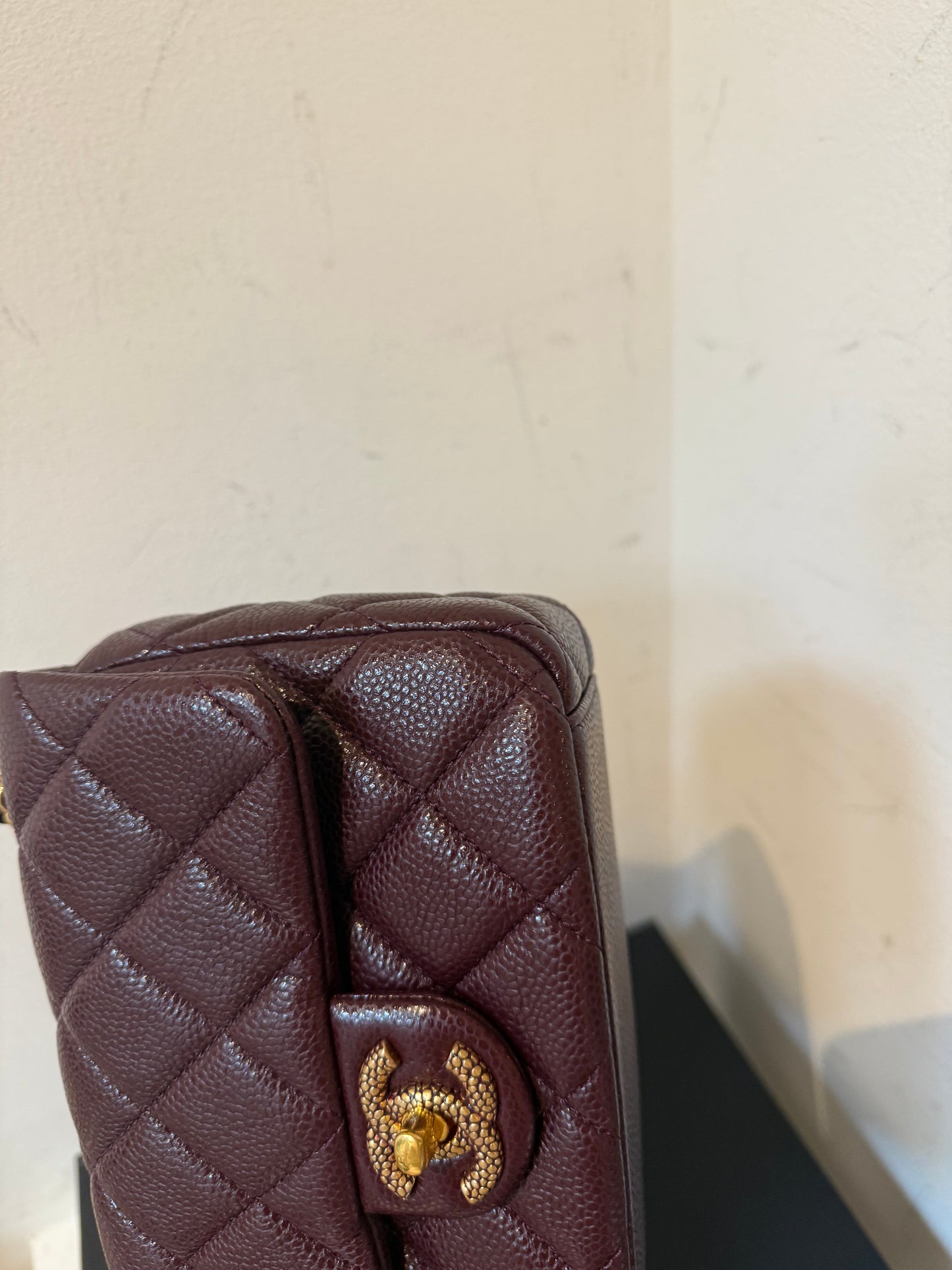 Chanel 24B caviar mini bag in burgundy