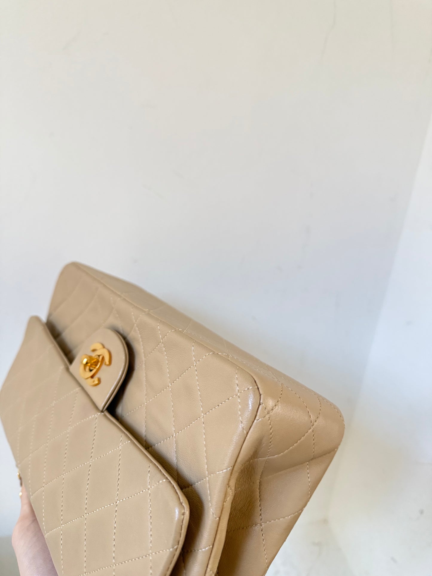 Chanel medium beige flap bag 1 series