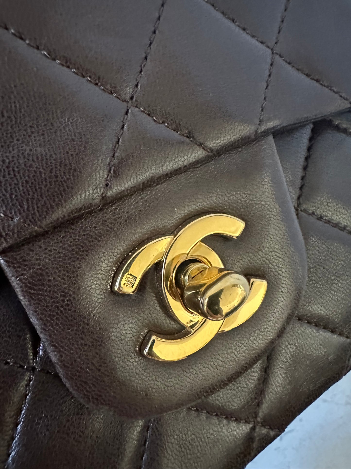 Chanel small chocolate vintage flap bag