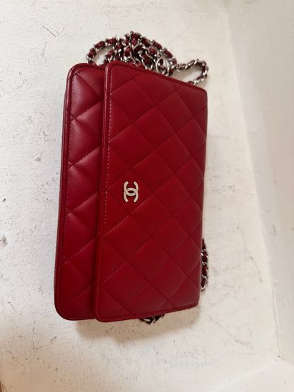 Chanel wallet on chain red 2014