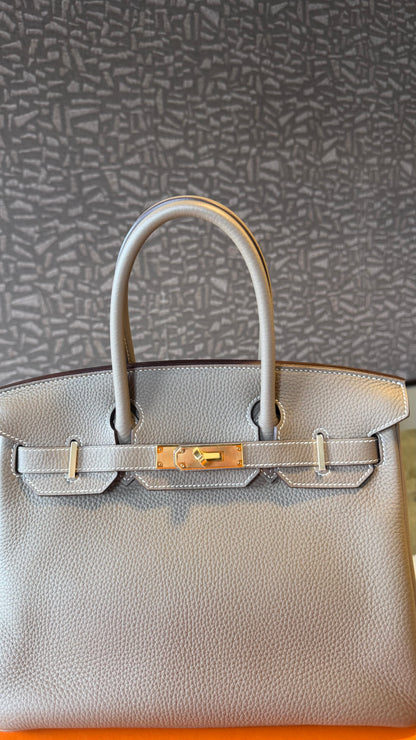 Hermes Birkin 30 etoupe with gold hardware - D stamp full set