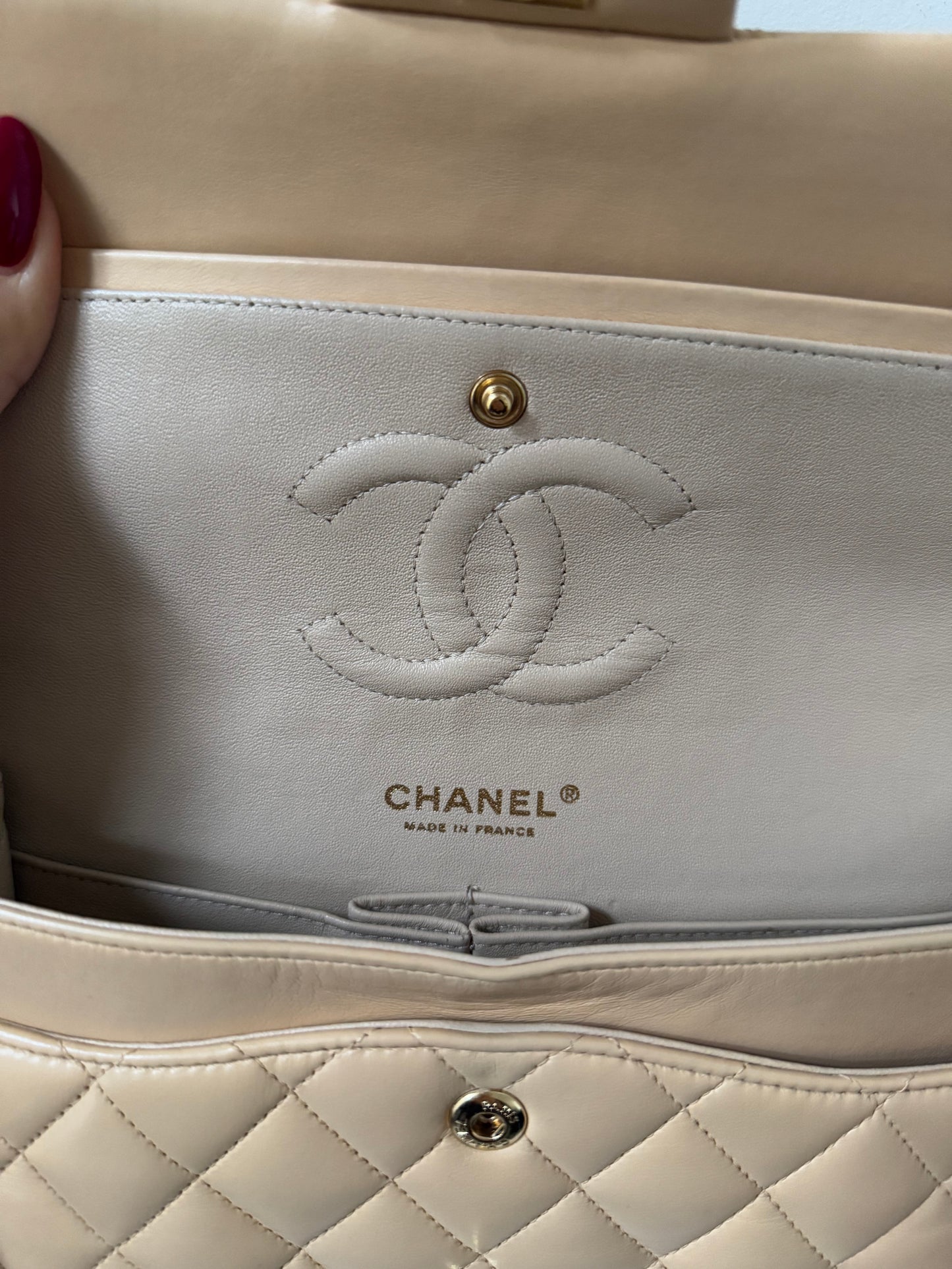 Chanel medium flap bag in beige 2009