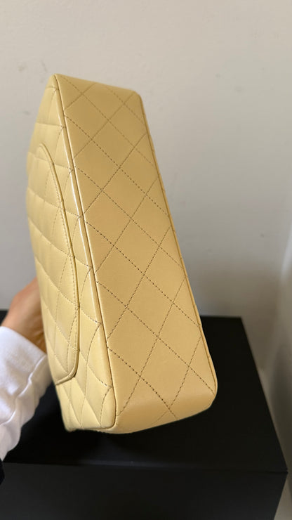Chanel butter yellow lambskin small flap, new with chip