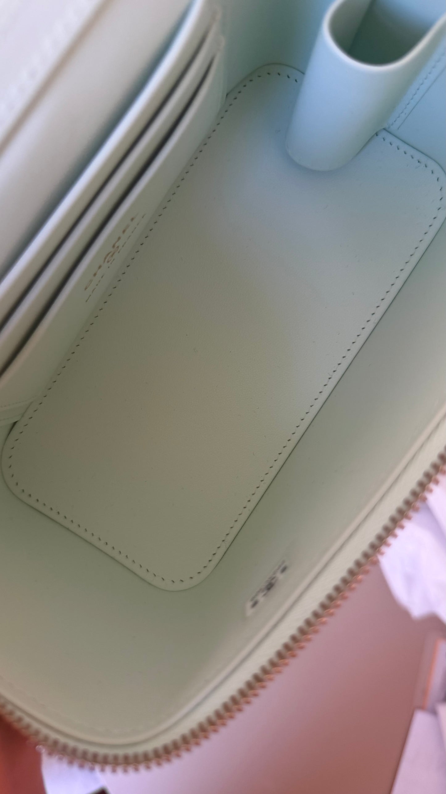 Chanel mint green caviar vanity case