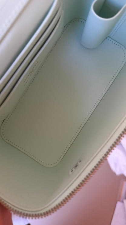 Chanel mint green caviar vanity case