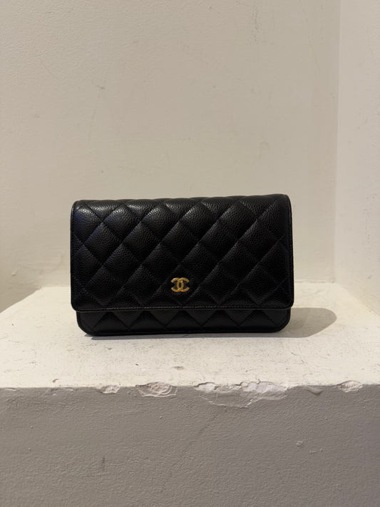Chanel wallet on chain black caviar new