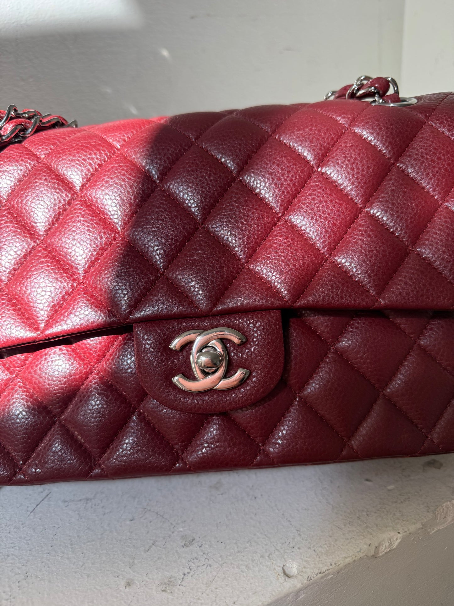 Chanel red caviar medium flapbag 15 serie