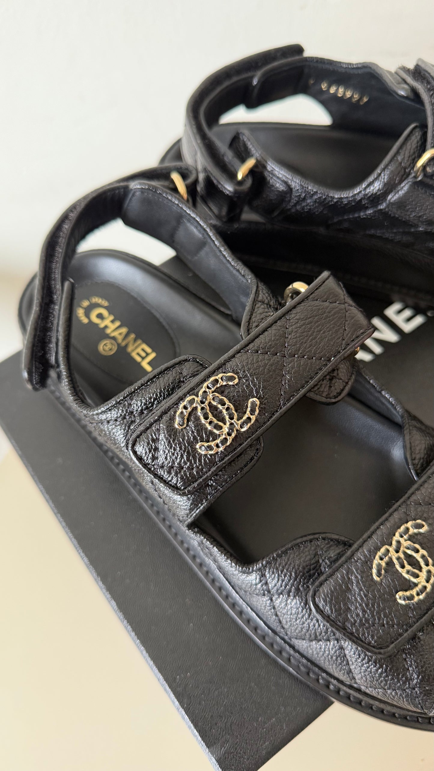 Chanel caviar dad sandals size 38