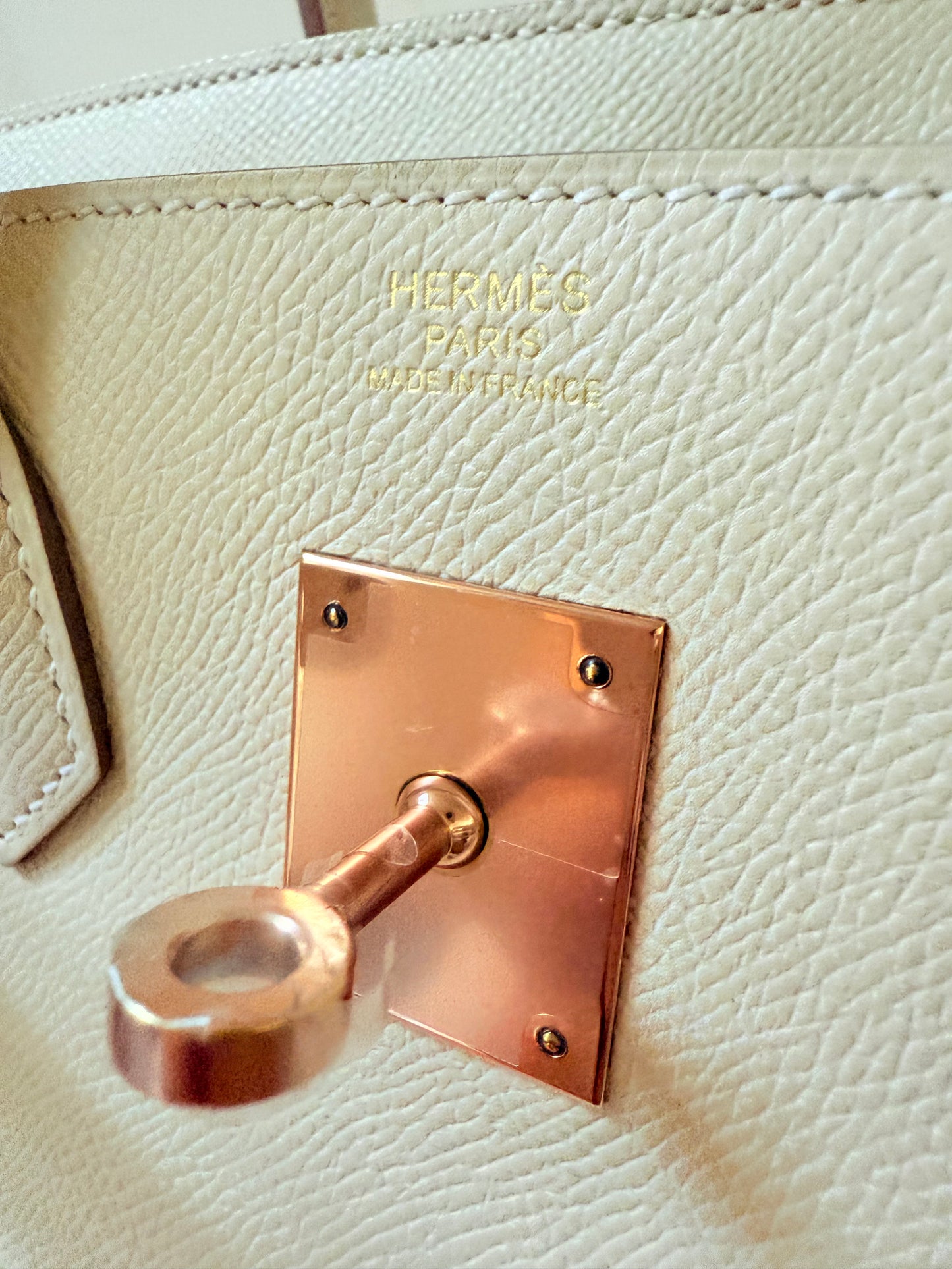 Birkin 30 craie epsom rose gold hardware full set