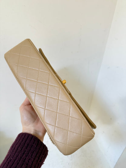 Chanel medium beige flap bag 1 series