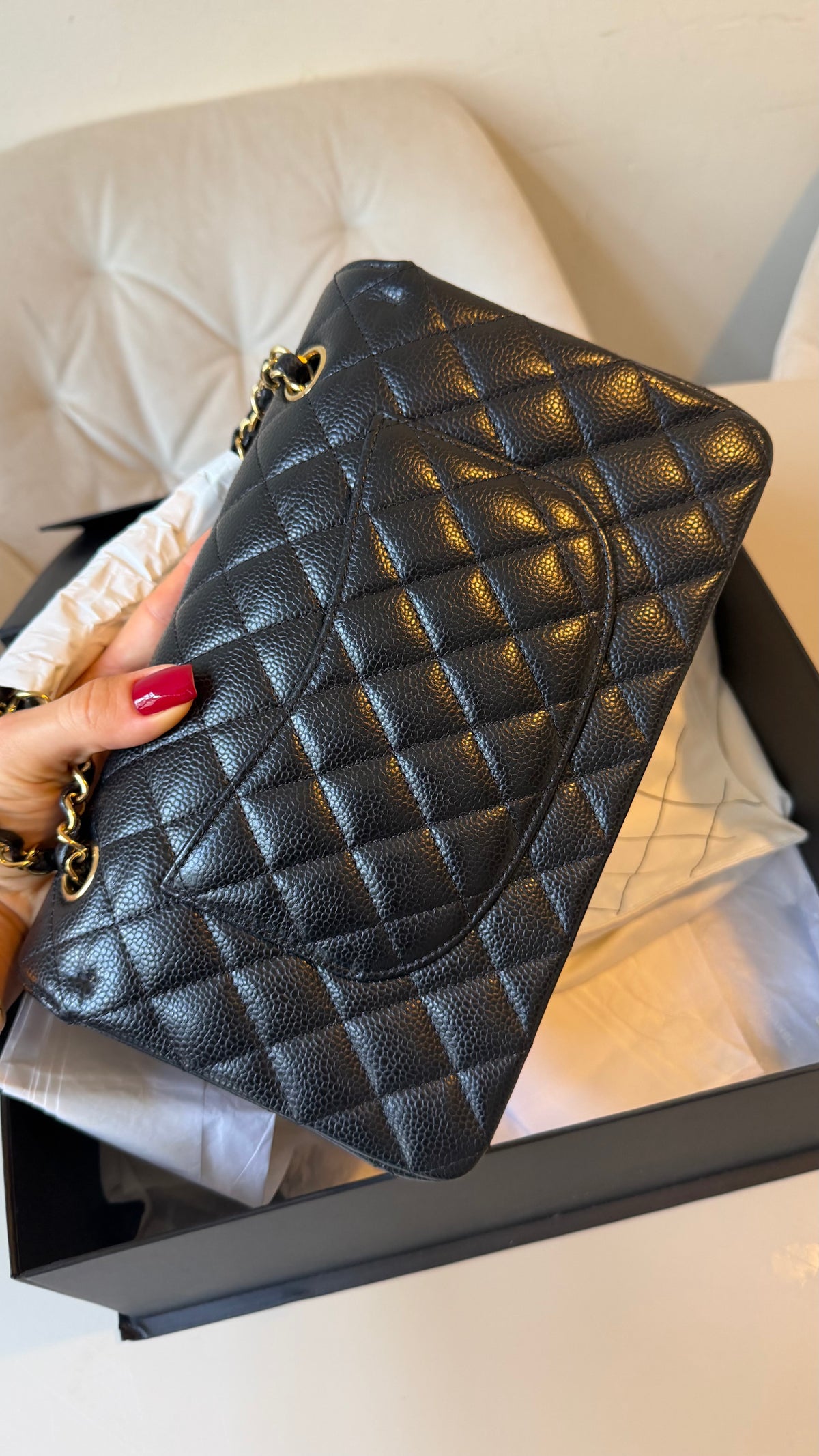 Chanel medium caviar flapbag full set 2025 receipt