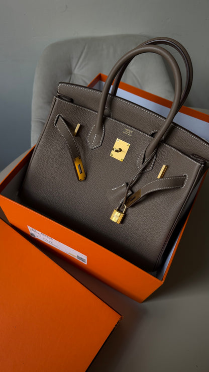 Hermes Birkin 30 etoupe Togo leather A stamp