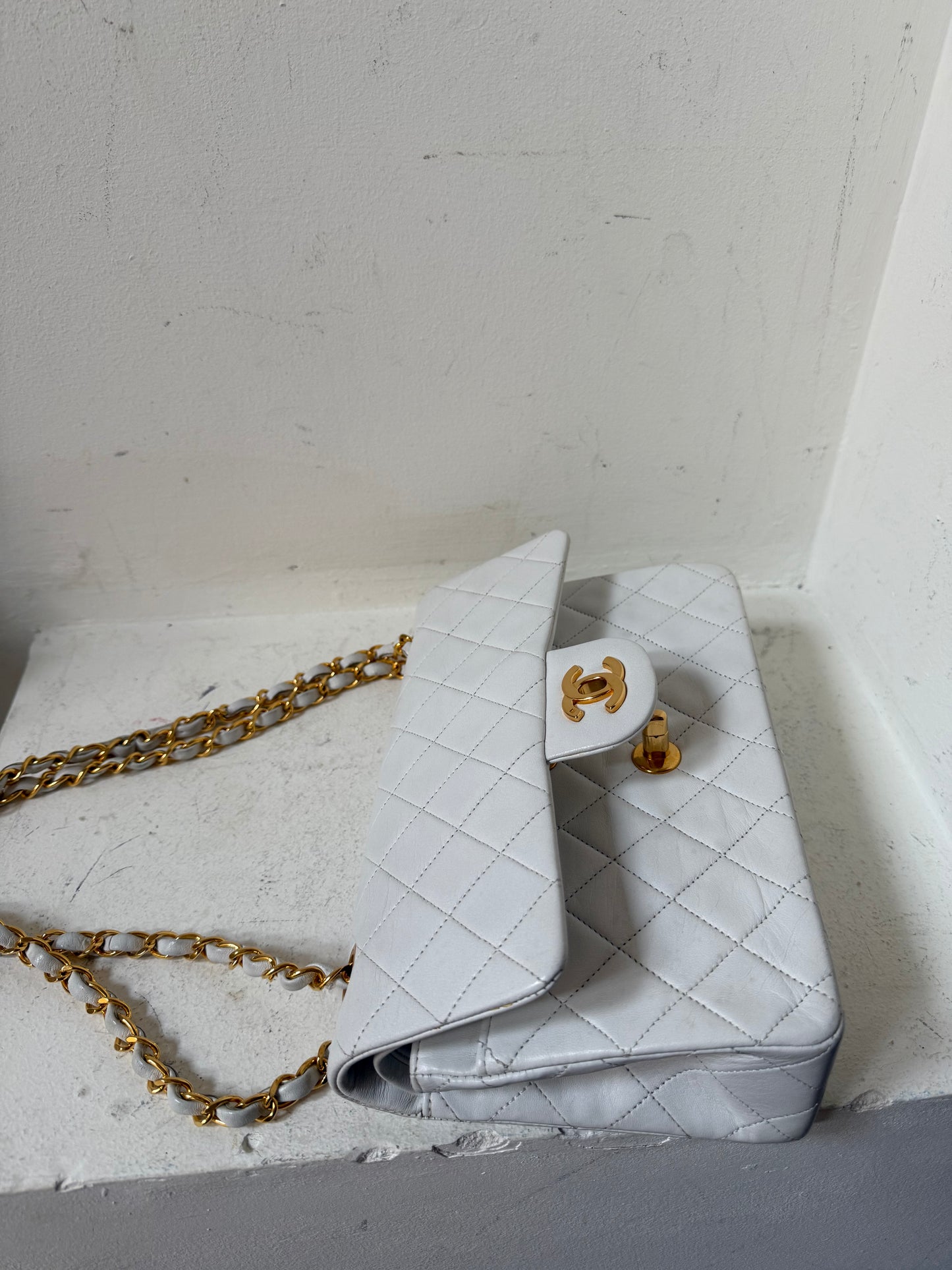 Chanel white small vintage lambskin