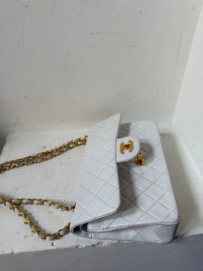 Chanel white small vintage lambskin