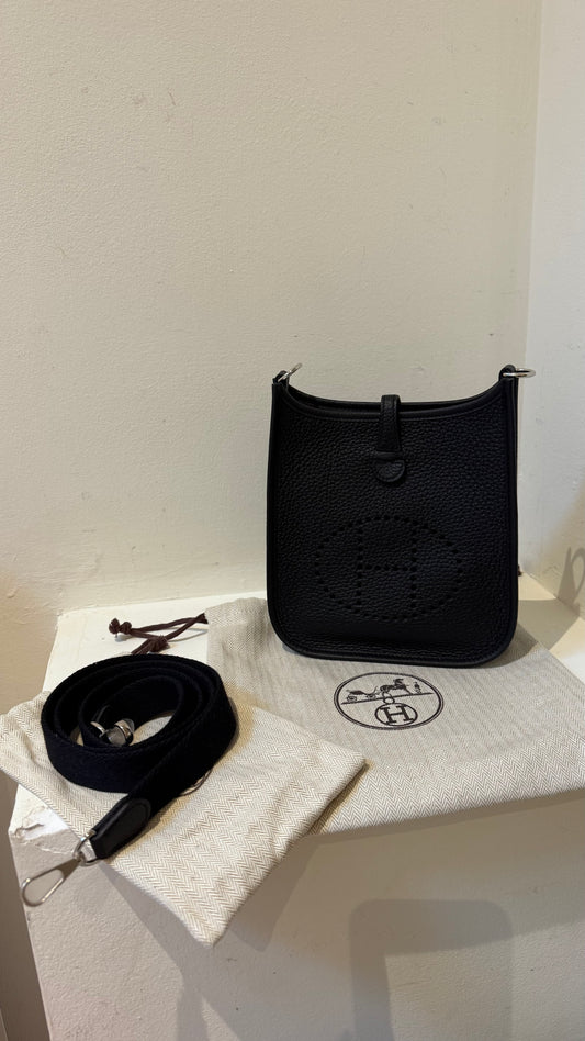 Hermes mini Evelyne black palladium hw