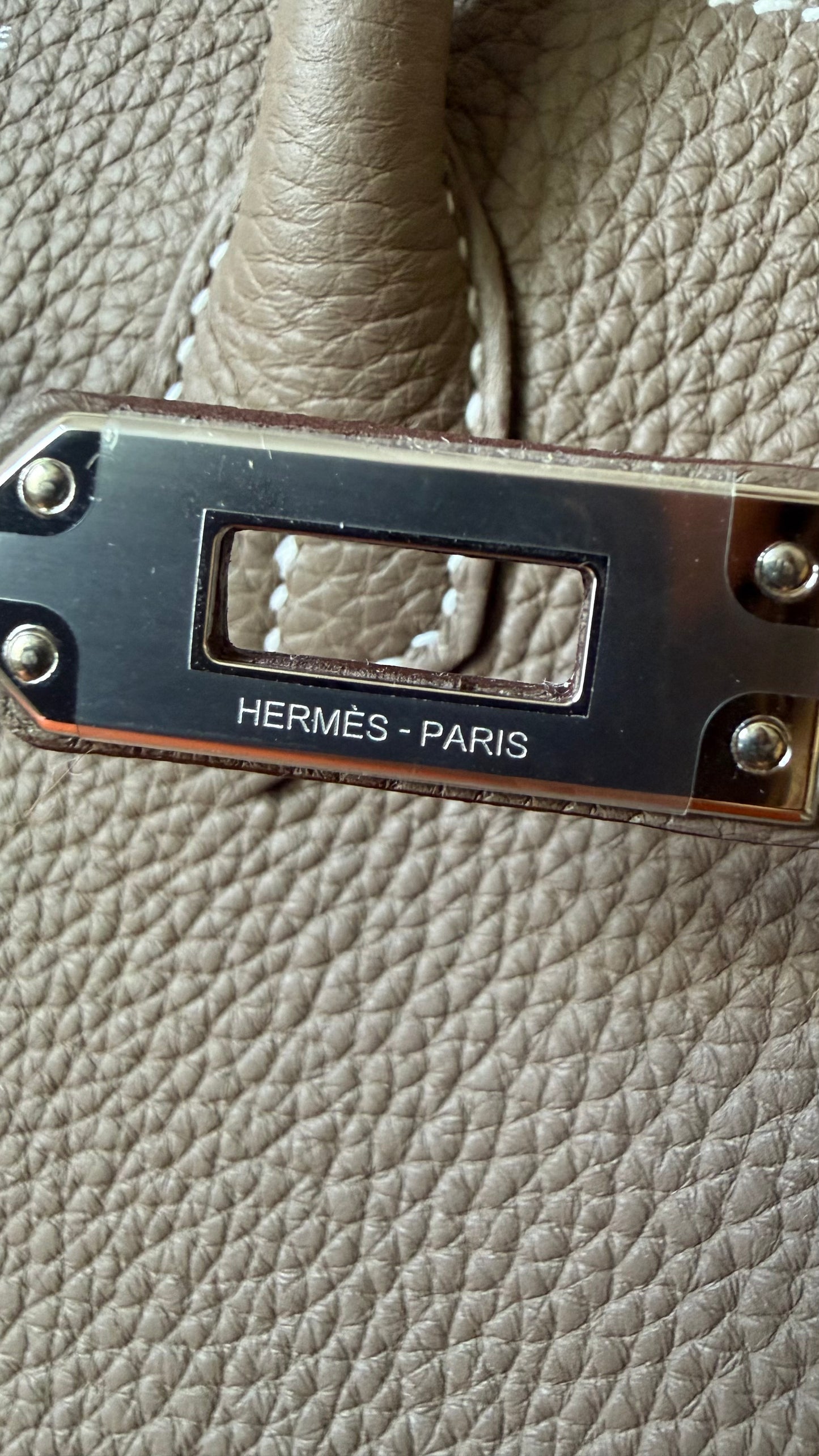 Hermes Birkin 25 etoupe togo leather palladium hardware stamp G