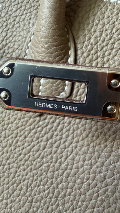 Hermes Birkin 25 etoupe togo leather palladium hardware stamp G