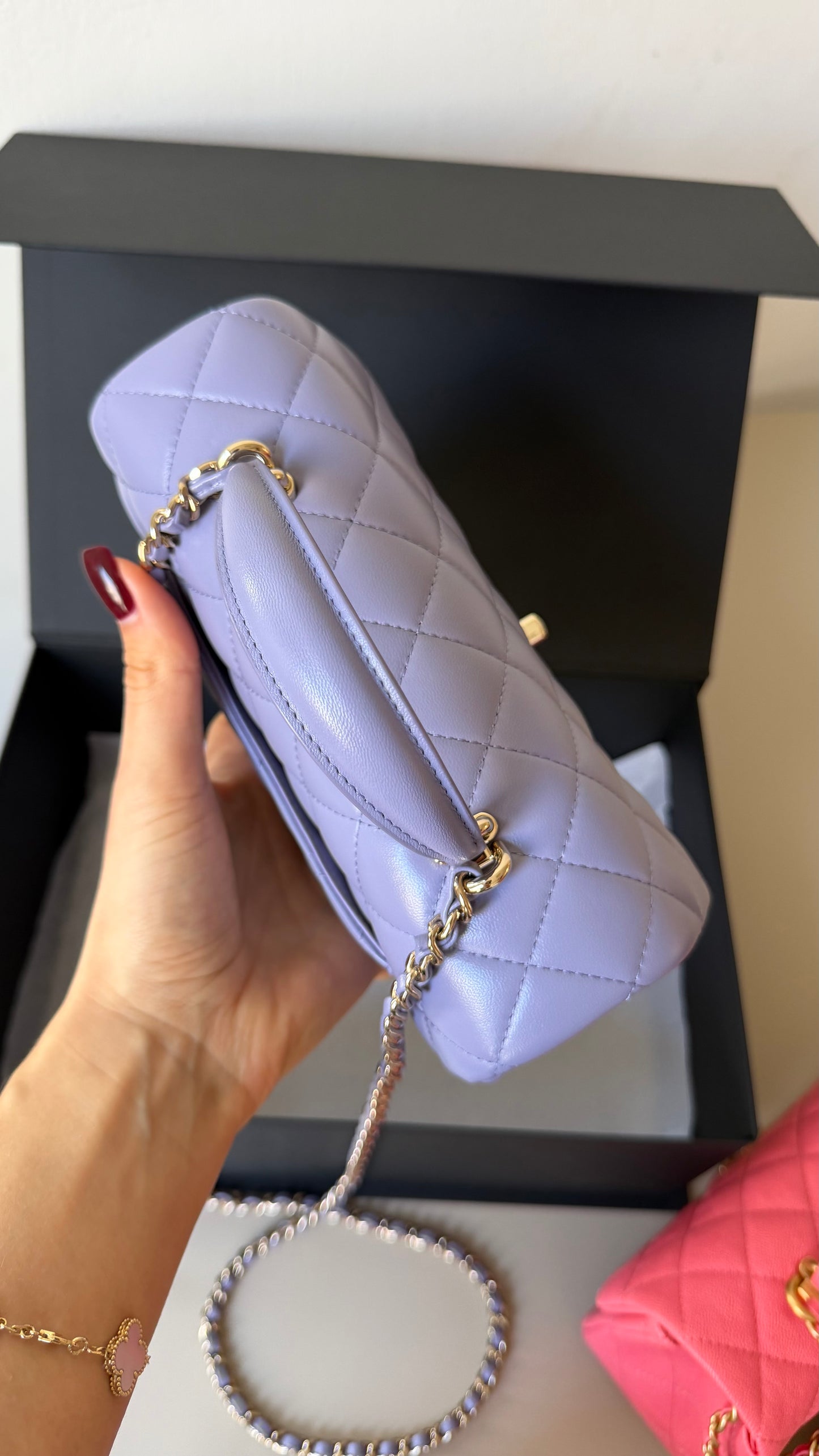 Chanel mini top handle lambskin lilac