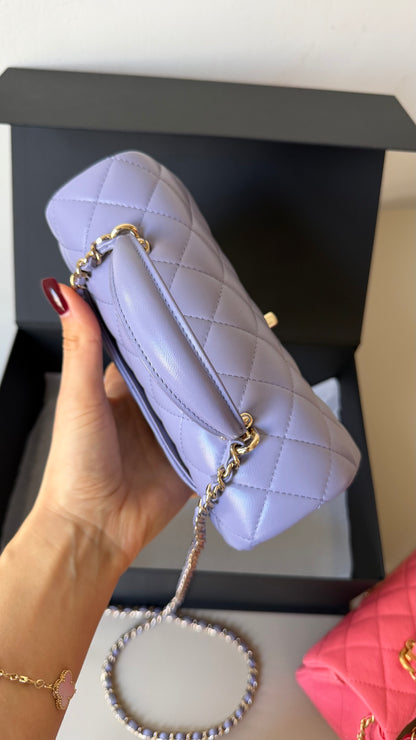 Chanel mini top handle lambskin lilac