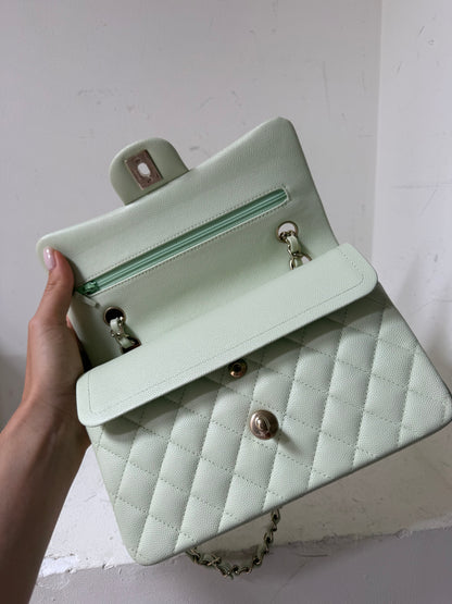 Chanel small caviar mint green flapbag 2023