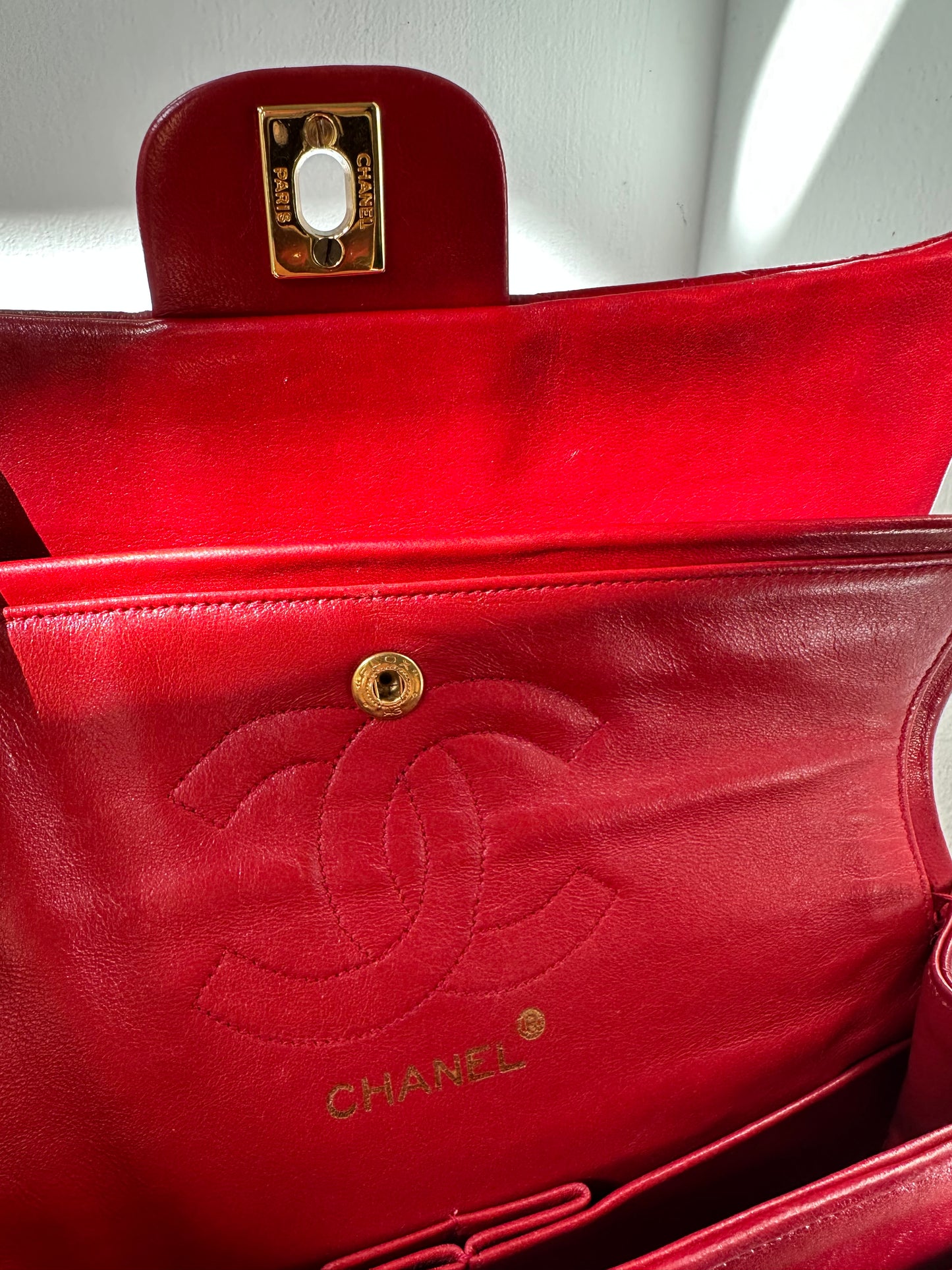 Chanel small flap bag red