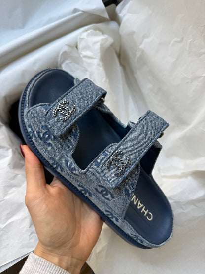 Chanel dad sandal denim 37