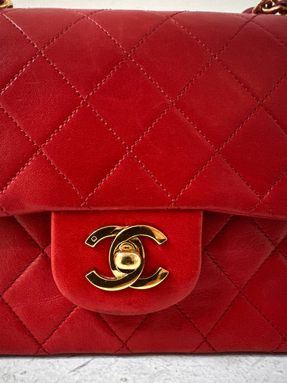 Chanel vintage small red flapbag