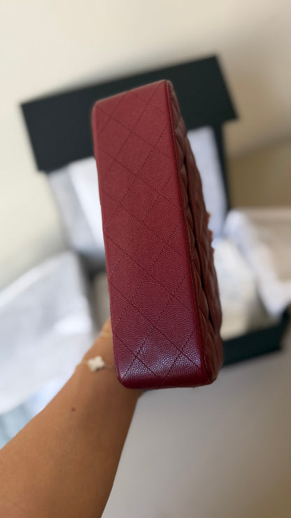 Chanel red caviar small classic flapbag